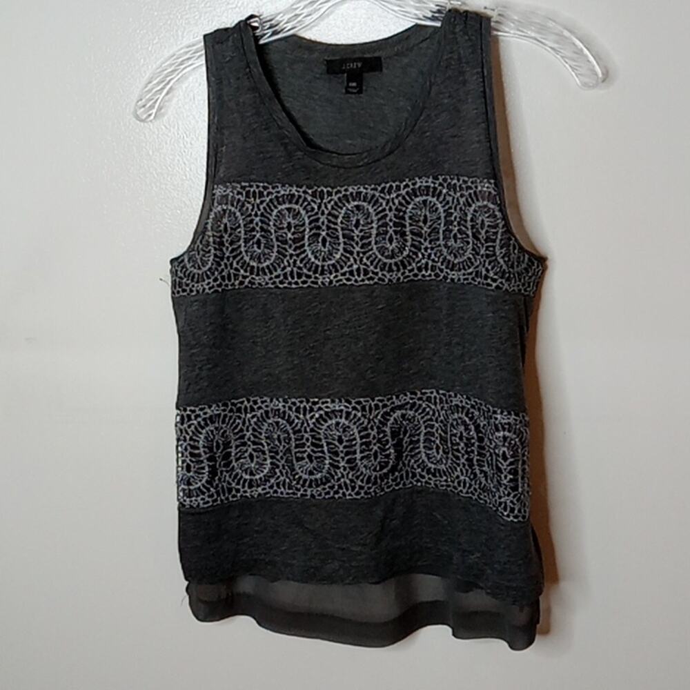 J.CREW Women's Grey and Lace XXS Tank. Atleisure, Layering, Casual, Minimalist